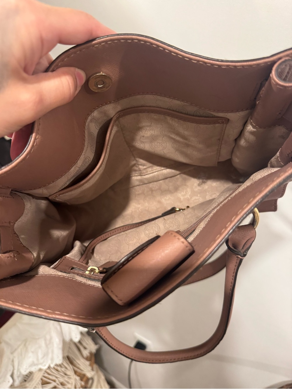 Michael Kors Dusty Rose Saffiano Leather Satchel with Gold Hardware - Picture 7 of 7
